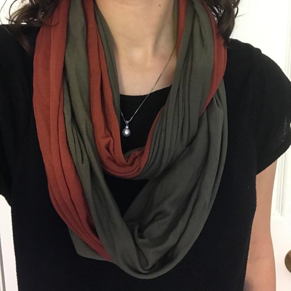 LOOK Infinity Scarf / Burnt Orange & Forest Green
